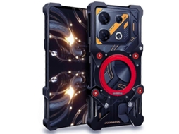 Capa De Celular Metálica Vazada Com Suporte Giratório E Cordão Para Infinix Note 50 Pro+