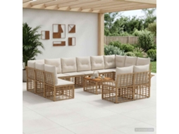 Vidaxl Conjunto De Sofás Para Exterior 13 Pcs Natural E Branco Creme