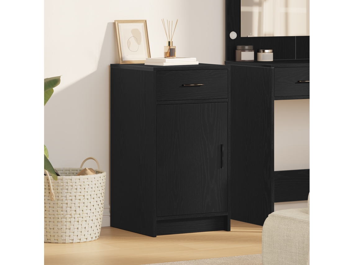 Aparador de roble negro 40x41x75 cm Madera de ingeniería