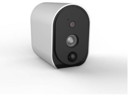 Câmara de segurança doméstica HD mini com visão noturna e deteção de movimento. Compatível com iPhone, Android e iPad.