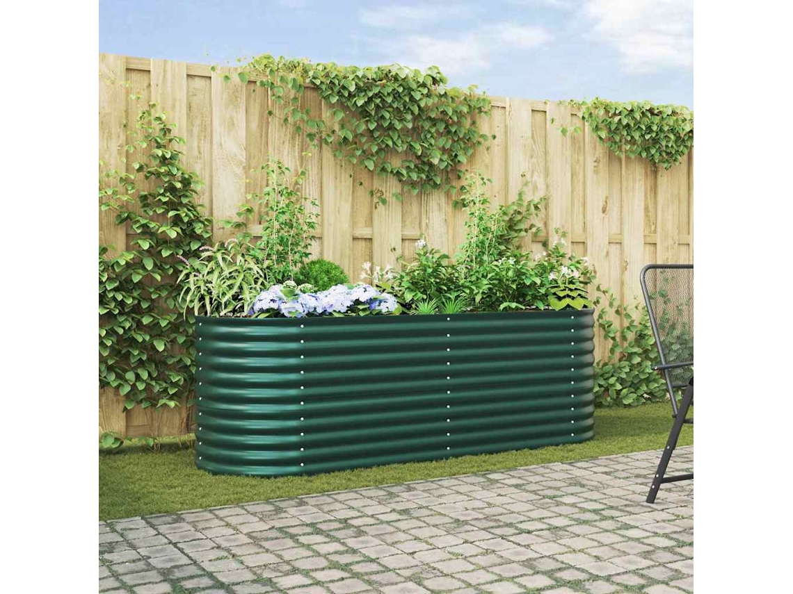Vidaxl Cama Elevada Verde 240 X 80 X 81 Cm Aço