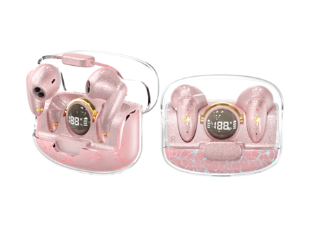 Auriculares Bluetooth True Wireless SENLIN Binaural Tws para Gaming com Display Digital de Baixa Latência Rosa