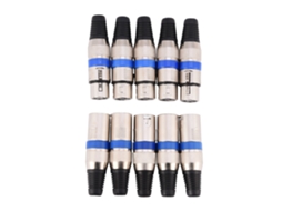 Conjunto Mali de 5 pares de conectores Xlr 3 pinos, macho e fêmea, para microfone, áudio