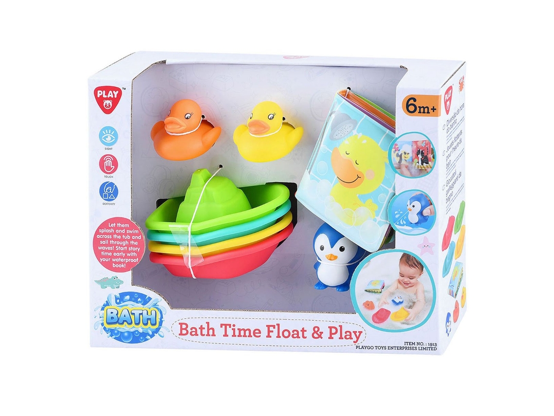 Conjunto De Brinquedos Para Banho Livro De Banho E Barquinhos 8 Peças Diversão Colorida Para O Banho Play