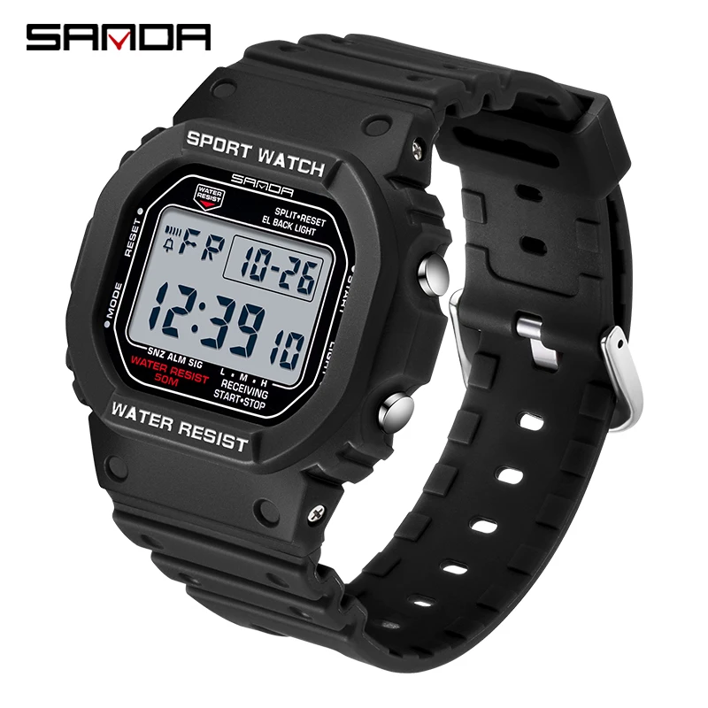 Relógio Digital Masculino , Relógio de Luxo À Prova D'água Estilo Militar Esportivo com Alarme e Cronômetro. MDUG (branco)