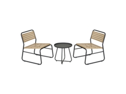 Conjunto de mobiliário de jardim Brienza poly rattan Ø45x45 cm - Bege/Preto casa.pro
