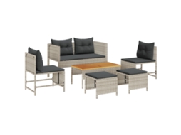 Conjunto 6 Móveis De Jardim Vidaxl Cinzento-claro Vime Pe (84 X 45 X 35 Cm)