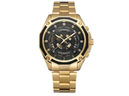 Relógio mecânico automático masculino Forsining, modelo Geometric Hollow (mostrador preto, pulseira dourada)
