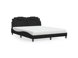 Cama Com Colchão 160x200 Cm Couro Artificial Preto
