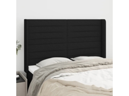 Vidaxl Cabeceira De Cama C/ Abas Tecido 147x16x118/128 Cm Preto