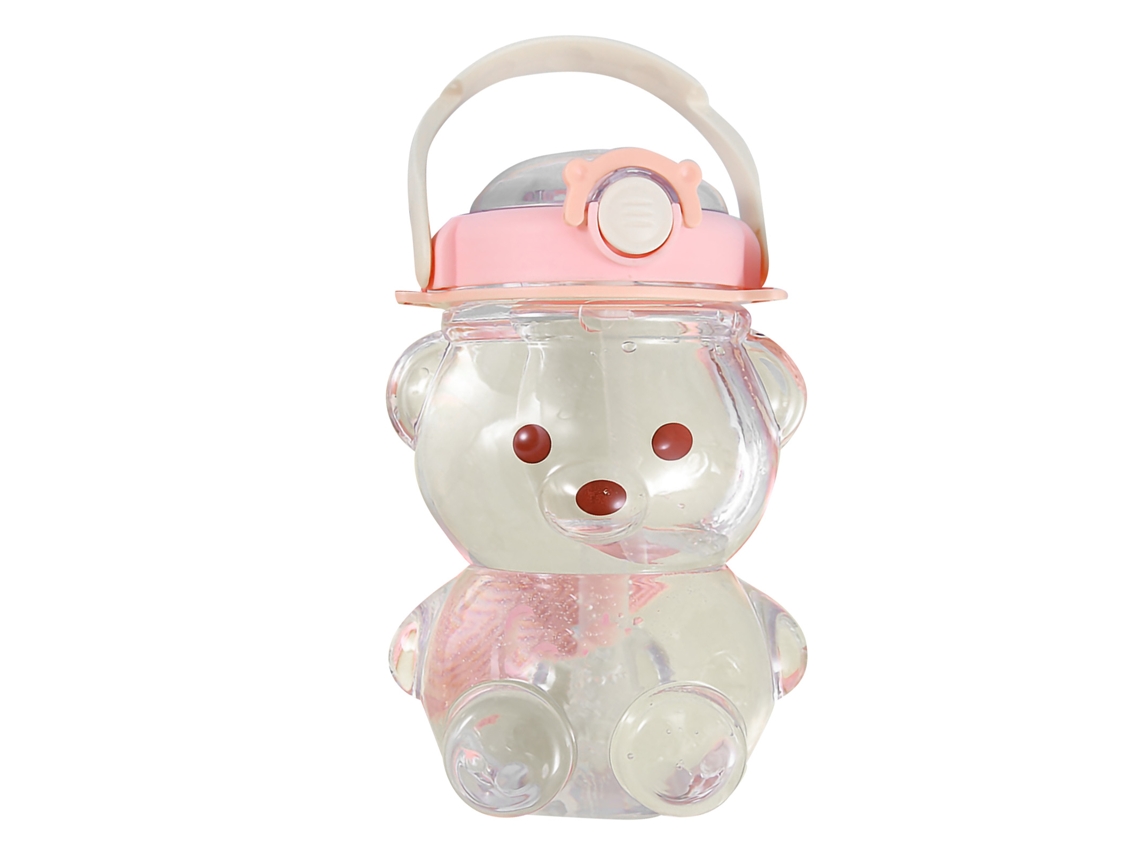 Garrafa de Água Urso com Caneleira 1400ml Rosa Capacidade Grande com Cinto Ajustável | S/MARCA