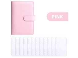 A6 Pu Leather Budget Planner With 12-zipper Pockets, Macaron Pink, Cash Envelope Organizer, Refillable Binder Notebook