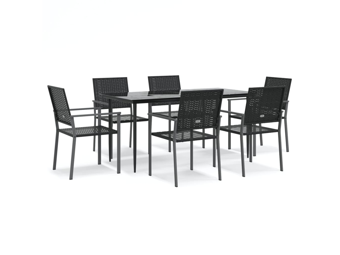Garden Dining Set, Garden Dining Sets Vidaxl Preto Rattan / Vime (mesa Com 160 Cm De Comprimento)