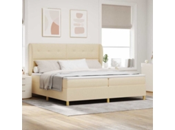 Vidaxl Cama Box Com Cabeceira Manual Creme 200 X 200 Cm Tecido