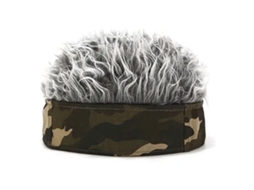 Pelo Artificial Corto Gris Para Hombres Con Gorro Y Diadema