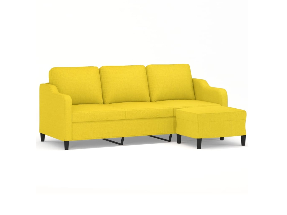 Sofá de 3 Lugares com Apoio de Pés 180 cm Tecido Amarelo claro MAISON EXCLUSIVE