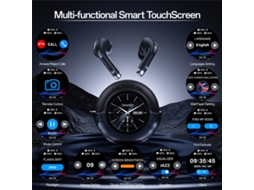 Auscultadores Bluetooth Weofly Lifefits Com Deteção Tátil Ecrã Led De 1,28 Polegadas, Drivers Dinâmicos De 13 Mm, Som Hd, Reprodução De 25 Horas, Auscultador