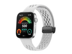 Bracelete Para Huawei Watch Fit 4 Pro / Fit 4 / Fit 3 - Silicone - Fecho Magnético Preto - Estilo Furo Branca