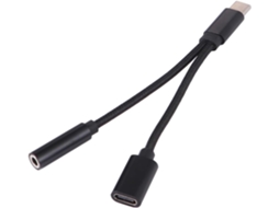 Usb C 2 Em 1 Para Fones De Ouvido E Carregamento, Conversor De Áudio Compacto Preto, Compatível Com Celulares Usb C, Gokoco