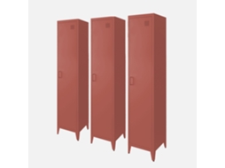 Roupeiro Industrial Em Metal Com 4 Espaços De Armazenamento, Set De 3, Terracota