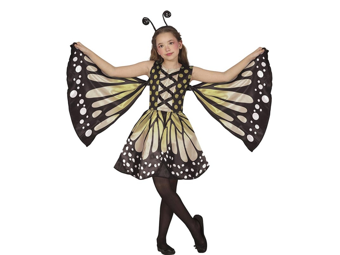 Fato de borboleta amarela com bolinhas para menina