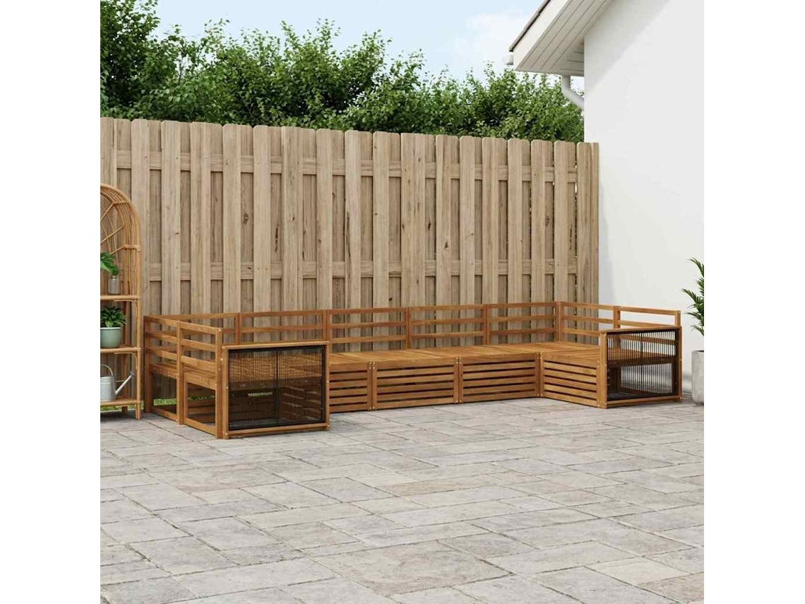 Vidaxl Conjunto De Sofás Para Exterior 7 Pcs Natural
