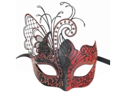 Máscara De Metal Mariposa Con Piedras Strass Para Fiesta De Disfraces, Carnaval, Mardi Gras Y Bodas Rojo