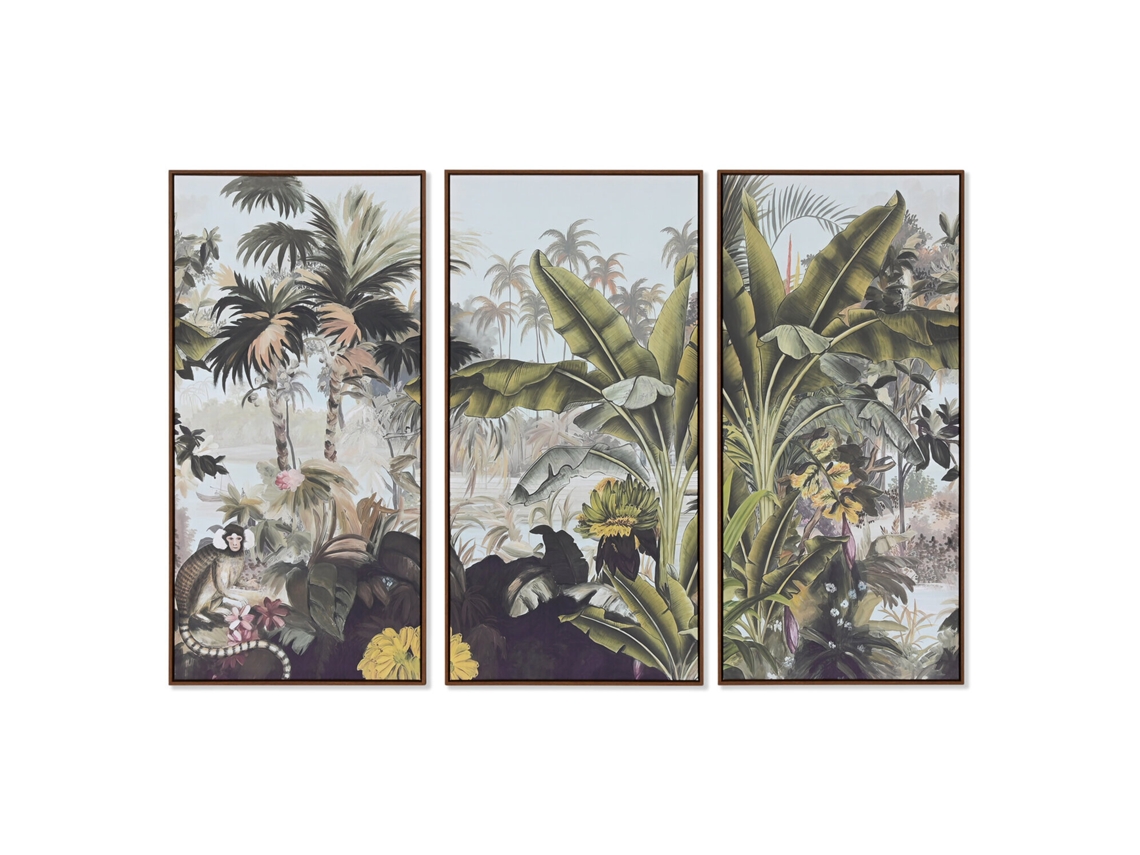 Conjunto de 3 Telas Impressas com Temas Tropicais, 180x4x120cm ALEXANDRA HOUSE LIVING