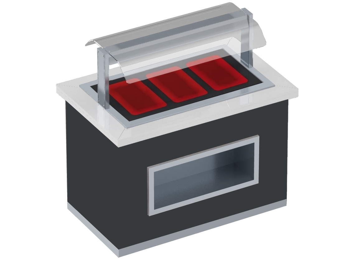 Buffet Quente Com Vidrocerâmica E Protetor De Tela 3 Gn 1/1 20 Acabamento Wn 1300x850x1320 Mm 2060 W 230/1v 11038wn1 Eurast
