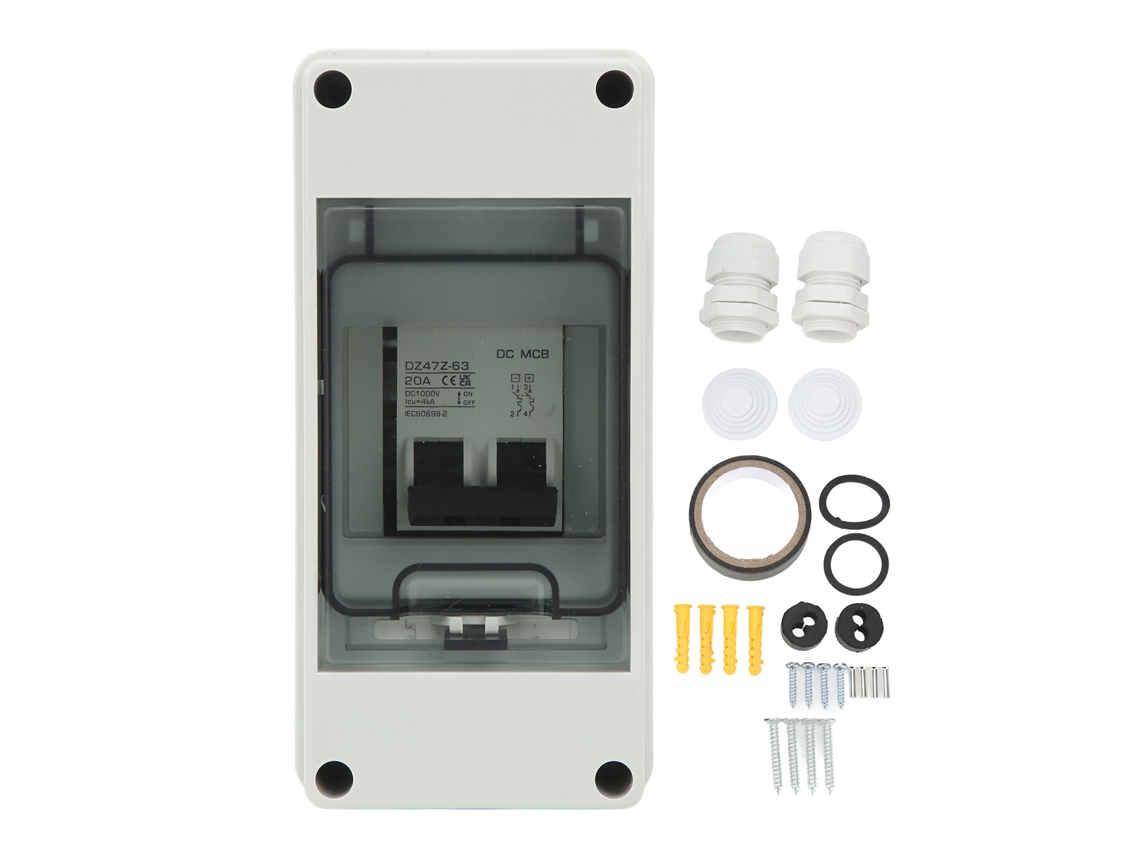 Disjuntor Mini Cc De 2 Polos Para Sistema Fotovoltaico Com Caixa, À Prova D'água Ip65, Interruptor De Desconexão Solar Fotovoltaica, Cc 1000 V 20 A