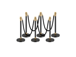 Conjunto De 6 Postes De Controle Com Cordões De Veludo Preto Para Eventos Tekmaquinas