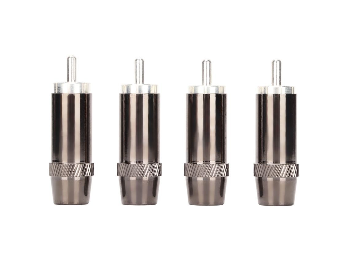 4pcs Conector Rca Macho Prateado Plug para Equipamentos de Som Profissional