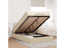 Vidaxl Cama Otomana Com Colchão Leds 120x190cm Tecido Creme