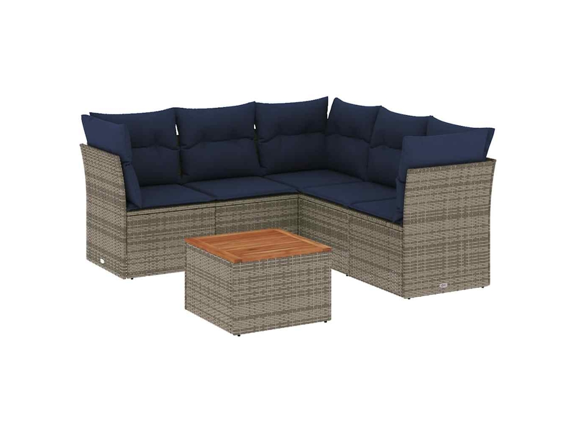 Conjunto de 6 Sofás P/ Jardim C/ Almofadões Vime Pe Cinzento MAISON EXCLUSIVE (6 pcs)