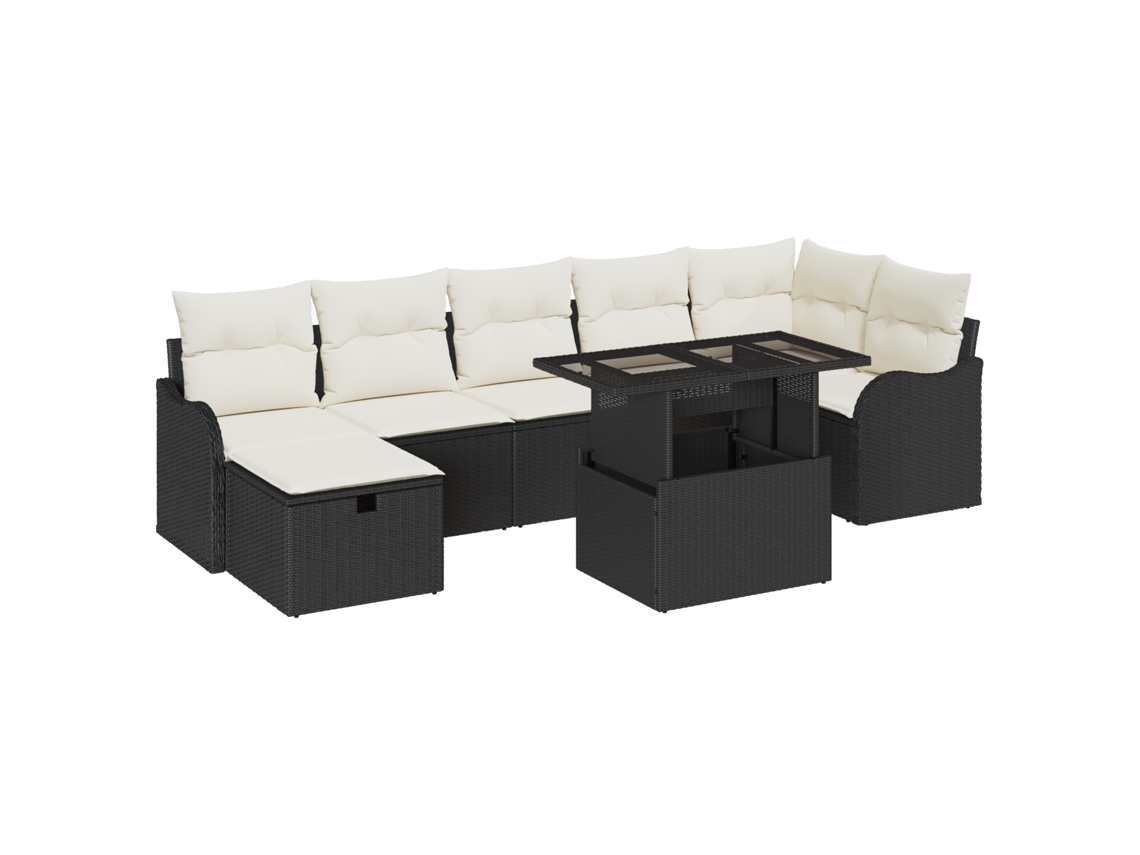 Conjunto 8 Conjunto De Sofá Modular Vidaxl Preto Vime Pe (100 X 55 X 73 Cm)