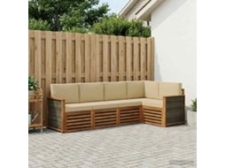 Vidaxl Conjunto De Sofá Sectional Com Almofada 6 Pcs Natural