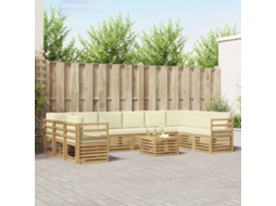 Vidaxl Conjunto De Sofás Para Exterior 11 Pcs Branco E Creme Poliéster