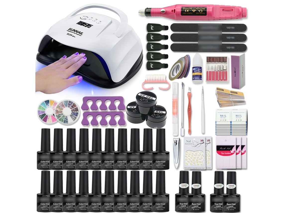 Manicure Set,nail Art Kit With 120w/54w Led Nail Lamp,colors Uv Polishing Gel Polishing Nail Art Kit Combo H9