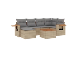 Conjunto de 7 sofás para jardim com almofadões Vime Pe Bege MAISON EXCLUSIVE (7 peças)