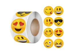 500 Folhas/rolo de Adesivos Divertidos com Carinhas Sorridentes de Desenho Animado, 2,5 Cm/1,0 Polegada de Diâmetro. MDUG (8 Modelos)