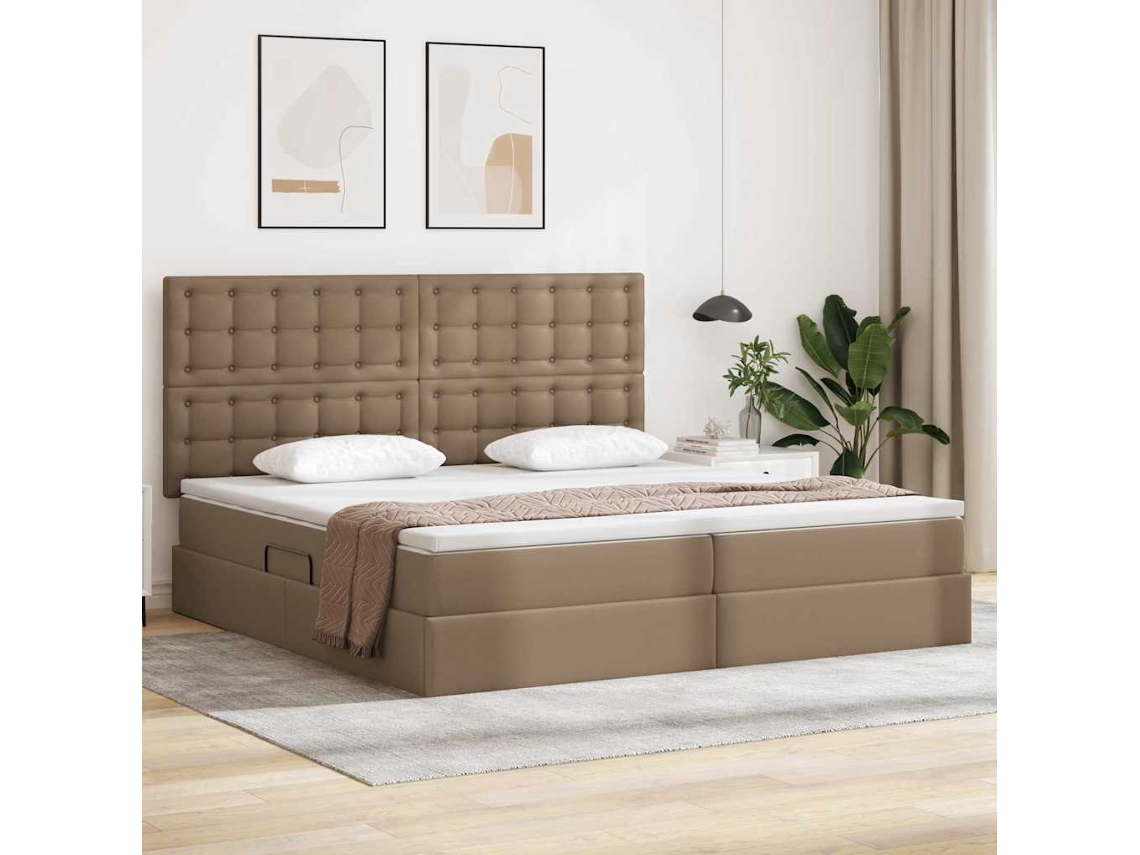 Vidaxl Cama Com Arrumação E Led Com Fitas Led Cappuccino 200 X 200 Cm