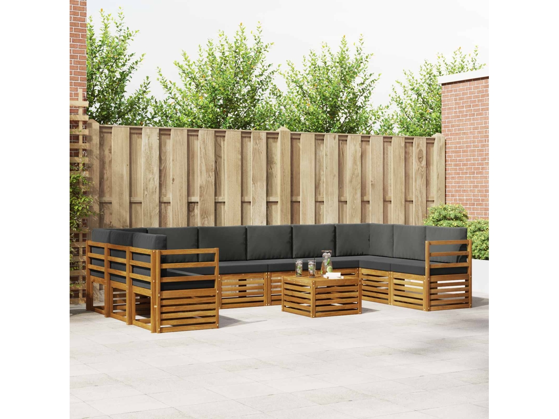 Vidaxl Conjunto De Sofás Para Exterior 11 Unid. Natural E Antracite