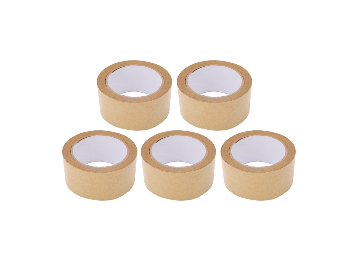 Fita Adesiva de Papel Kraft, 5 Unidades, Resistente, Autoadesiva, Biodegradável e Ecológica BRILVIBERA