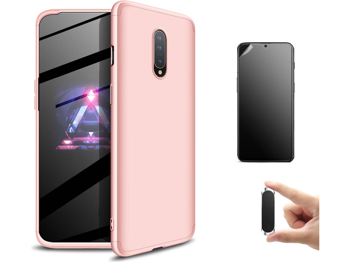 Kit Capa, Película e Suporte Oneplus 7 Ultimatte Slim Armor 360º Rosa
