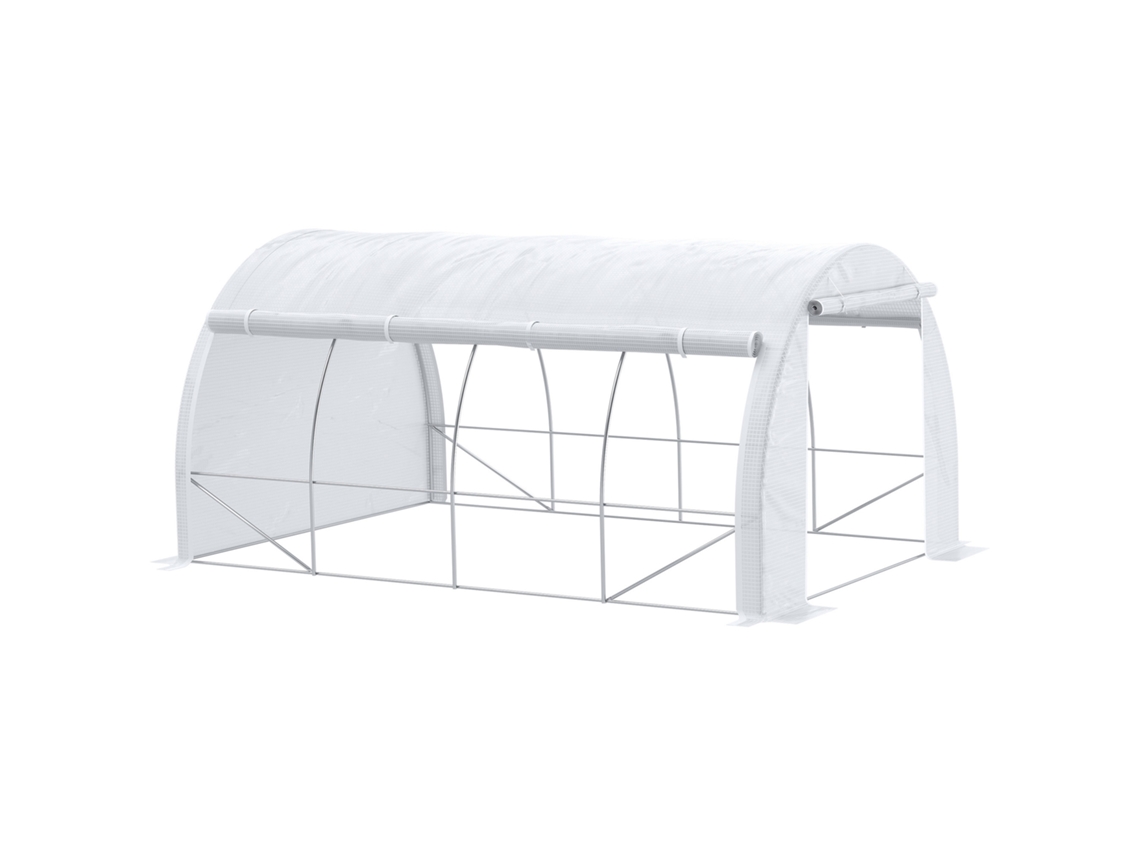 Estufa Tipo Túnel Pe E Aço Galvanizado Cor Branco 4x3x2m Outsunny