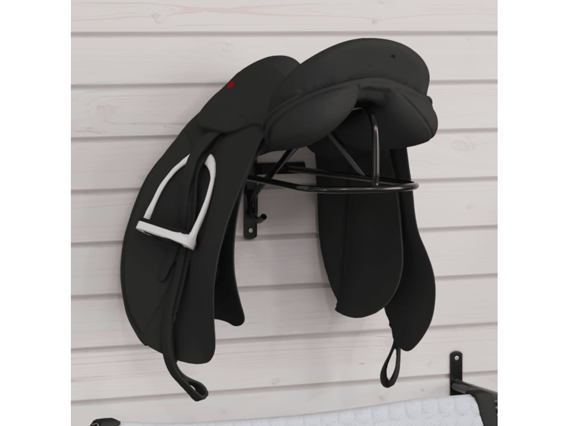 Vidaxl Suporte Para Selas De Parede Ferro Preto