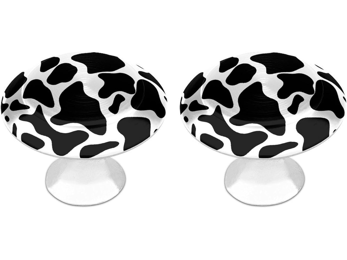 Conjunto De 2 Puxadores Gaveta Em Aço Inoxidável, 28mm, Design De Vaca, Estilo Moderno, Redondos, Puxadores Decorativos