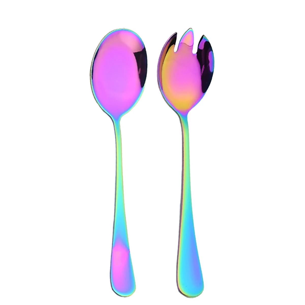 Conjunto de Duas Peças de Colher e Colher para Salada em Aço Inoxidável Estilo Europeu Utensílios de Cozinha e Acessórios para Mesa MDUG (colorido)