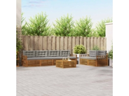 Vidaxl Conjunto De Sofás Para Exterior 7 Unid. Cinza Natural E Claro