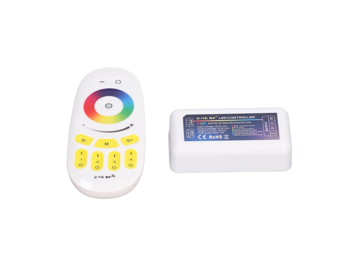 Controlador LED RGB 2.4G Touch Wireless para Fita de Luz DC 5-24V com Sincronização Automática | S/MARCA